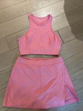Outdoor Voices Pink Crop Tank and Athletic Skort Set